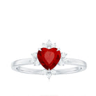 1 CT Heart Shape Lab Grown Ruby Promise Ring with Diamond Lab Created Ruby - ( AAAA ) - Quality - Rosec Jewels