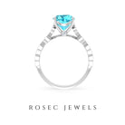 3 CT Cushion Swiss Blue Topaz Vintage Engagement Ring with Diamond Swiss Blue Topaz - ( AAA ) - Quality - Rosec Jewels