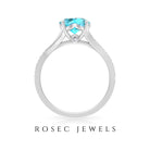 Split Shank Swiss Blue Topaz Solitaire Engagement Ring with Diamond Accent Swiss Blue Topaz - ( AAA ) - Quality - Rosec Jewels