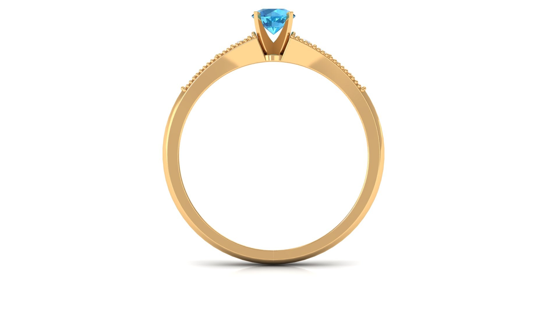 Swiss Blue Topaz Solitaire Ring with Diamond Side Stones Swiss Blue Topaz - ( AAA ) - Quality - Rosec Jewels