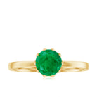 Green Emerald Solitaire Ring in Lotus Basket Setting Emerald - ( AAA ) - Quality - Rosec Jewels