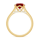 Classic Created Ruby Solitaire Ring with Surprise Diamond Lab Created Ruby - ( AAAA ) - Quality - Rosec Jewels