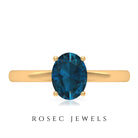 8X6 MM Oval Cut London Blue Topaz Solitaire and Gold Engagement Ring London Blue Topaz - ( AAA ) - Quality - Rosec Jewels